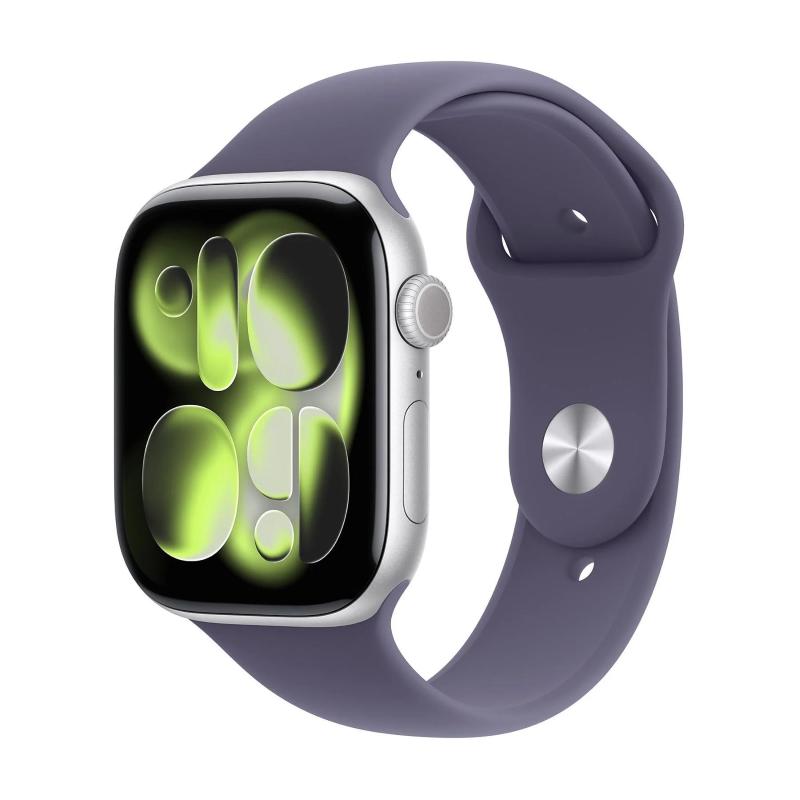 Apple watch series 11gps46mmsilver aluminium case with purple fog sport band - m/l