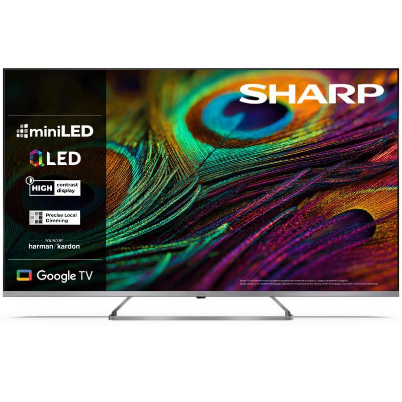 Sharp 65jp7765e - 65 google tv miniled qled 4k - frameless - harman / kardon - audio dolby digital+ / dts hd - chromecast - silver - it