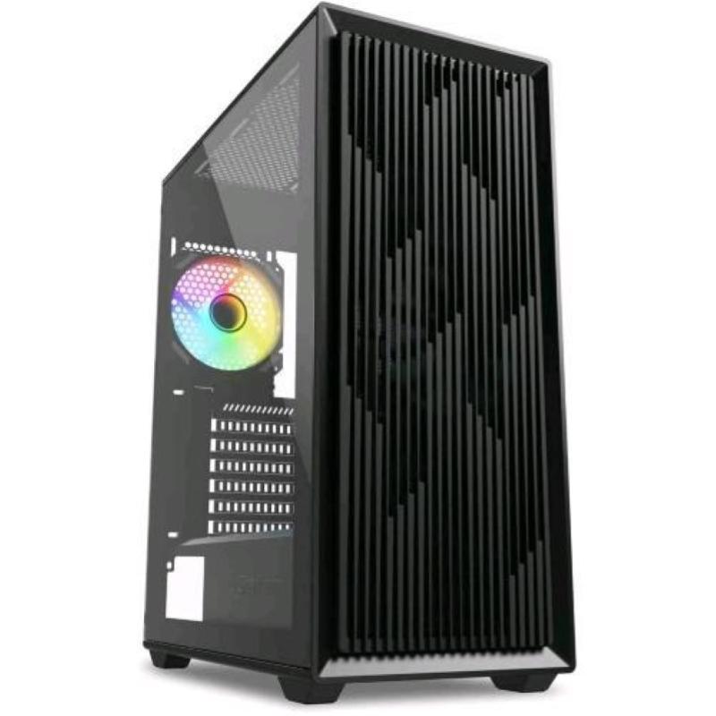 Sharkoon vk2 rgb case atx 2 x u3, tg, 3 x 120mm fan 1x 120mm argb fan pannello laterale e superiore in vetro temperato nero