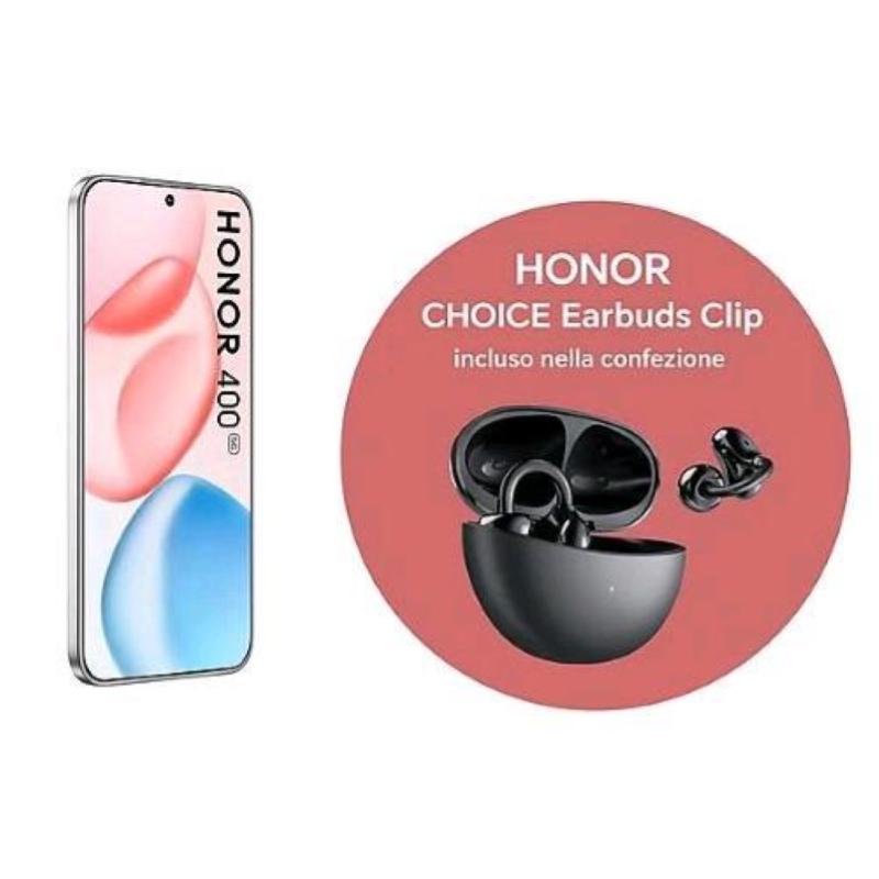 Honor 400 5g dual sim 6.55 octa core 512gb ram 8gb 5g italia argento + auricolari bluetooth honor choice clip inclusi nella confezione
