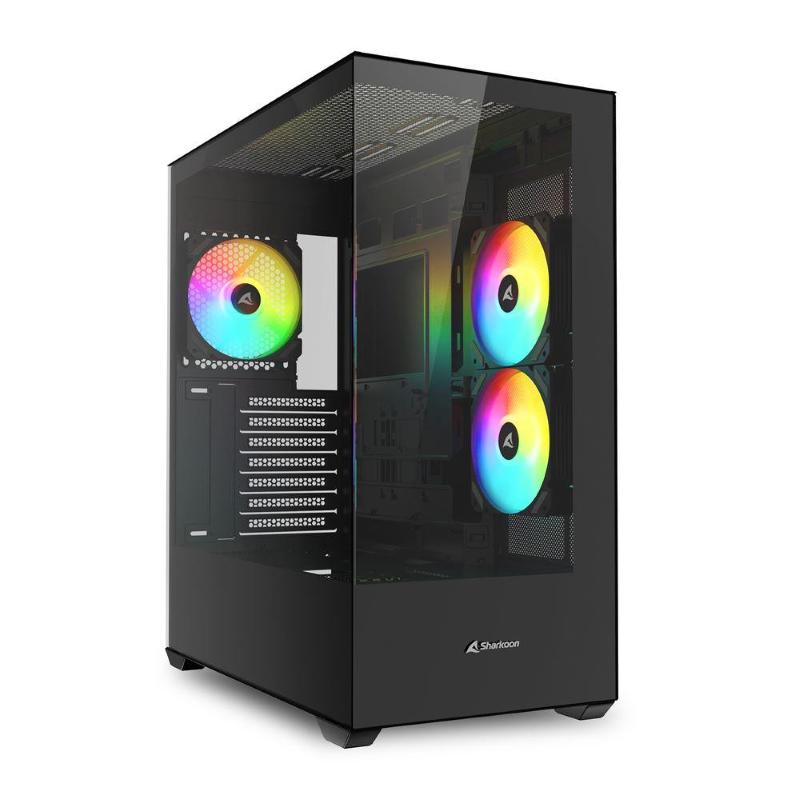 SHARKOON CASE SK6 ATX 2XU3, VETRO TEMPERATO, TRRS, 2XTG, 3X120 ARGB - Immagine 5