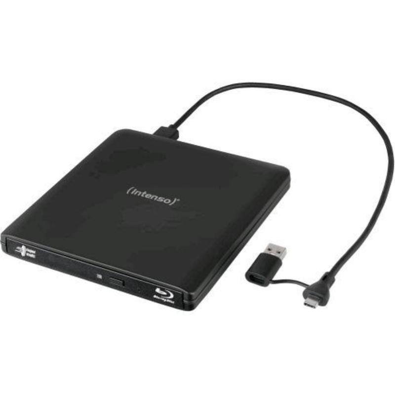 Intenso eod 500bd slim lettore masterizzatore esterno blu-ray usb-a e usb-c 3.2 nero