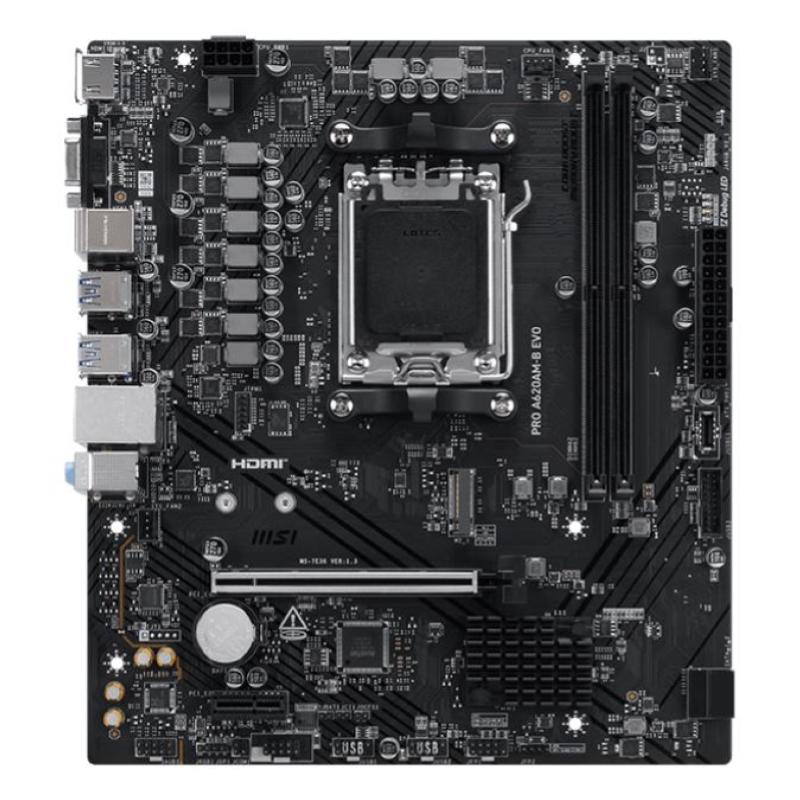 Msi mb amd a620am-b evo,a620a,am5,2ddr5,1pci-ex16,1pci-ex1,1m.2,2sata3,7usb3.2 gen1,6usb2.0,hd a