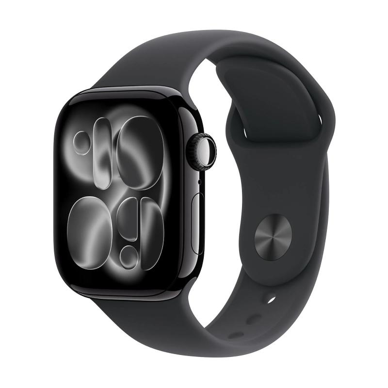 Apple watch series 11gps + cellular 42mmjet black aluminium case with black sport band - s/m