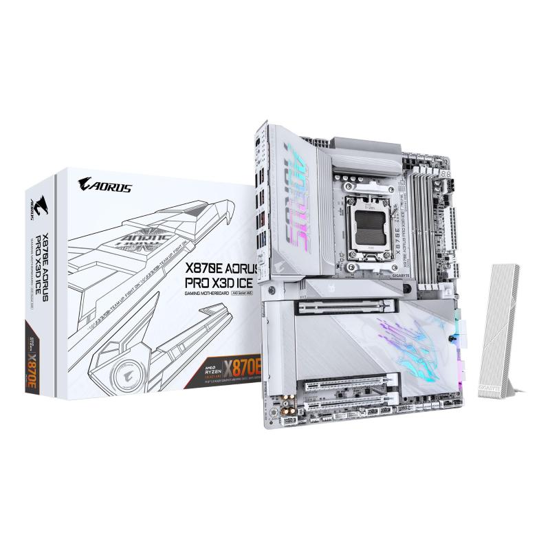 Gigabyte x870e aorus pro x3d ice scheda madre - supporta cpu amd ryzen 9000, vrm digitale a 18+2+2 fasi, fino a 9000 hz ddr5