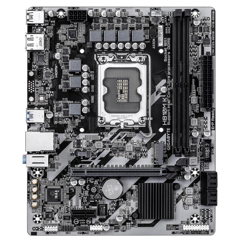 Gigabyte h810m k scheda madre - cpu intel core ultra (serie 2), vrm a 3+1+2 fasi, fino a 6400 mhz ddr5, 1 x m.2 pcie 4.0, lan 1