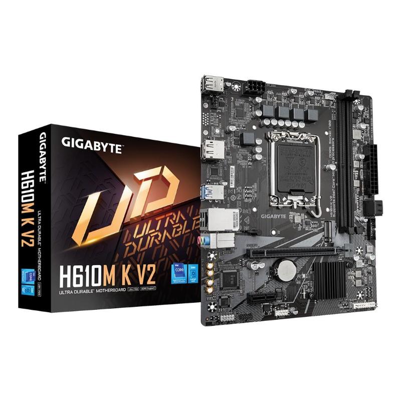 Gigabyte h610m k v2 scheda madre - cpu intel core 14ª generazione, fino a 5600 mhz ddr5, 1xpcie 3.0 m.2, lan 1gbe, usb 3.2 gen 1