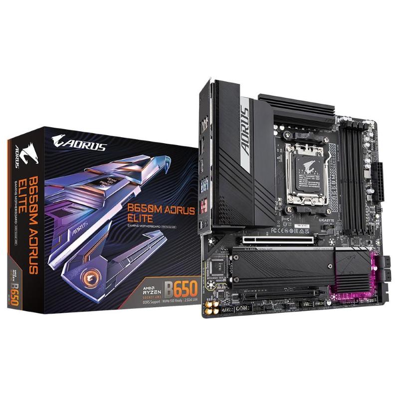 Gigabyte b650m aorus elite scheda madre - supporta cpu amd ryzen 9000, vrm a 12+2+2 fasi, fino a 8000 mhz ddr5, 1xpcie 5.0 +