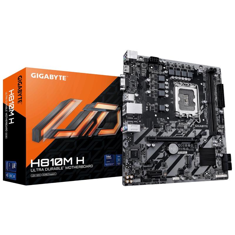Gigabyte h810m h scheda madre - cpu intel core ultra (serie 2), vrm a 4+1+2 fasi, fino a 6400 mhz ddr5, 1xpcie 4.0 m.2, lan