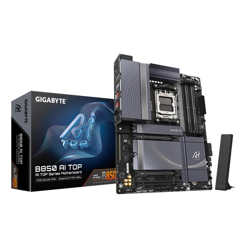Gigabyte b850 ai top scheda madre - processori amd ryzen serie 9000, 16+2+2 fasi vrm digitali, fino a 8600mhz ddr5 (oc), 2xpcie