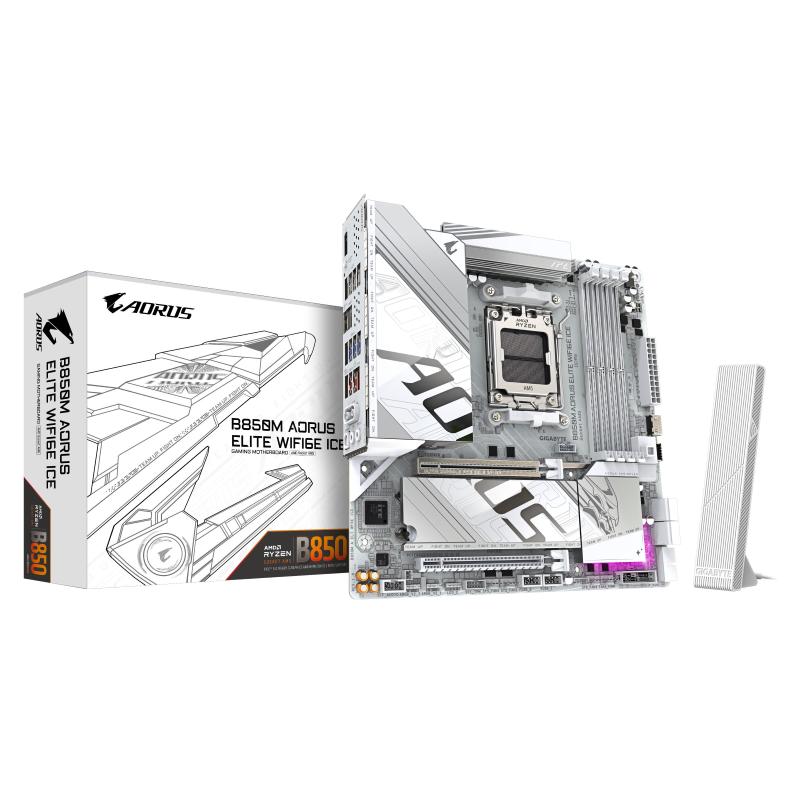 Gigabyte b850m aorus elite wifi6e ice scheda madre - processori amd ryzen serie 9000, 12+2+1 fasi vrm digitali, fino a 8200mhz