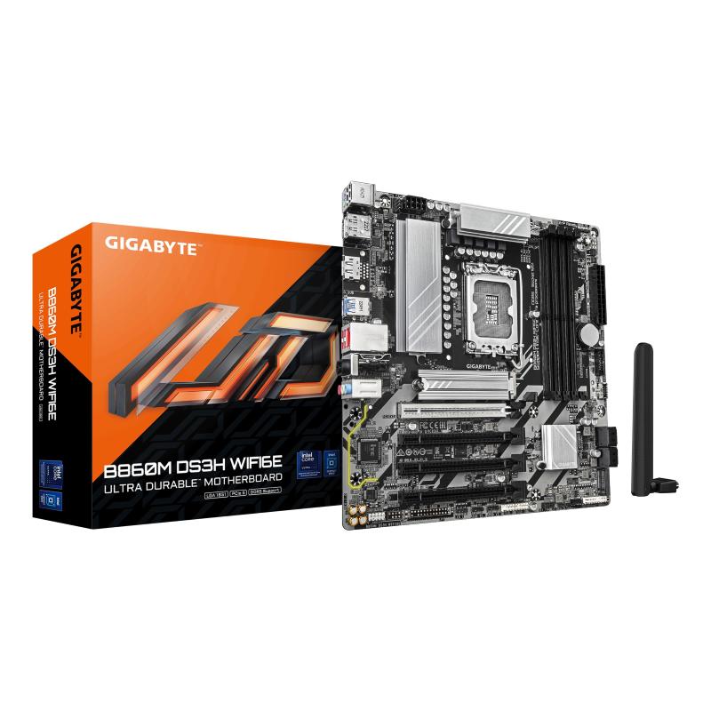 Gigabyte b860m ds3h wifi6e scheda madre - cpu intel core ultra, vrm a 5+1+2+1 fasi, fino a 9066mhz ddr5, 1xpcie 5.0 + 1xpcie