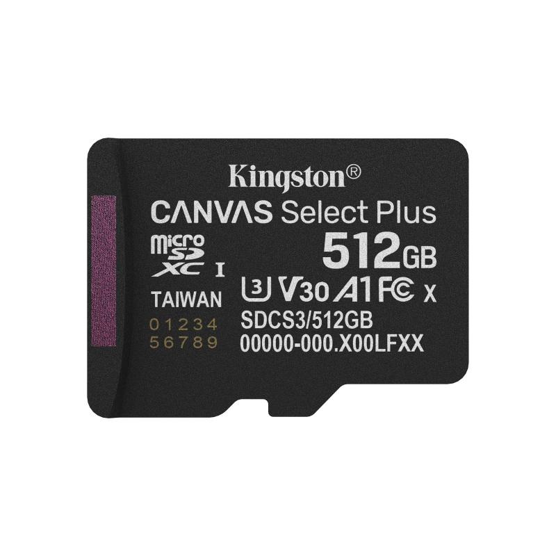 Kingston technology 512gb micsdxc canvas select plus gen3 150r a1 (adattatore sd non incluso)