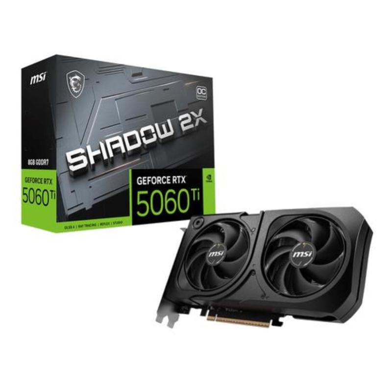 Msi vga ge force rtx 5060 ti, rtx 5060 ti 8g shadow 2x oc plus bulk, 8gb gddr7, hdmi/dp*3, atx, dual fan, bulk