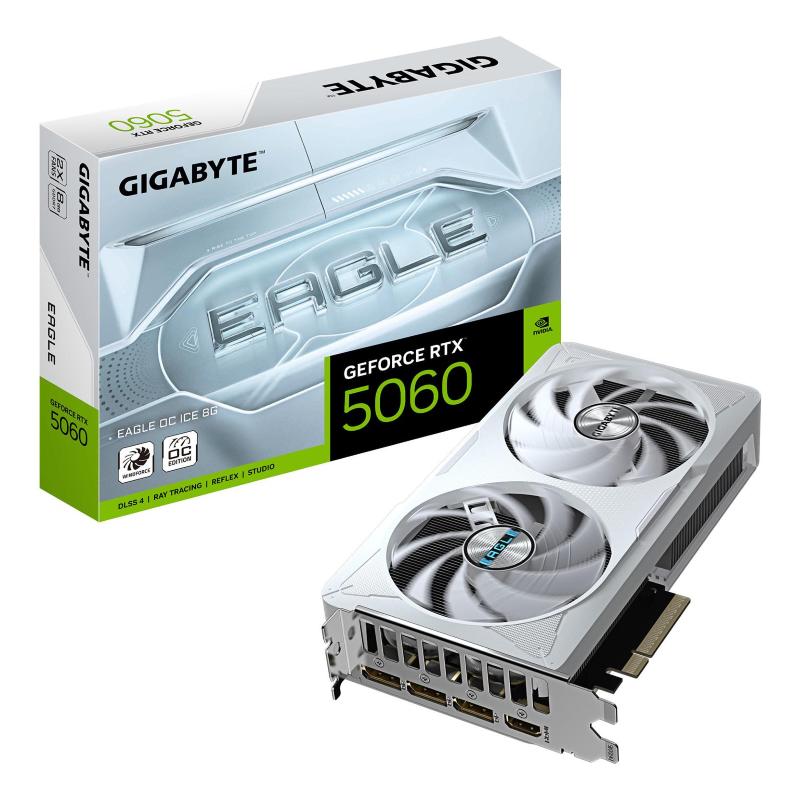 Gigabyte geforce rtx 5060 eagle oc ice 8g scheda grafica - 8gb gddr7, 128bit, pci-e 5.0, 2550 mhz frequenza core, 3 x