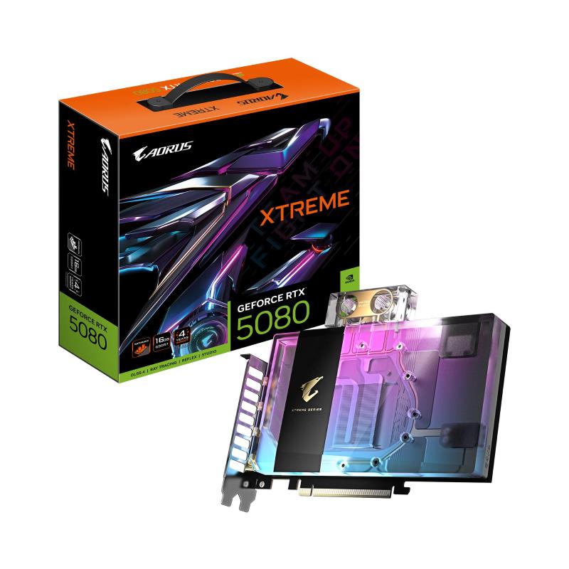Gigabyte aorus geforce rtx 5080 xtreme waterforce wb 16g scheda grafica - 16gb gddr7, 256 bit, pci-e 5.0, 2805mhz core clock, 3