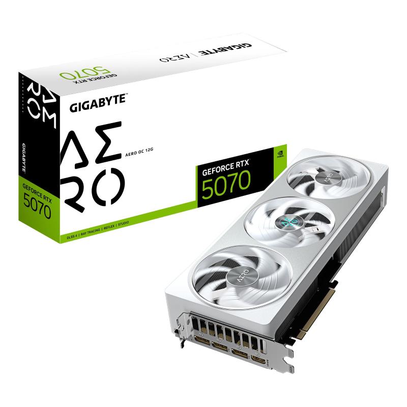 Gigabyte geforce rtx 5070 aero oc 12g scheda grafica - 12gb gddr7, 192 bit, pci-e 5.0, 2625 mhz core clock, 3 x dp 2.1a, 1 x
