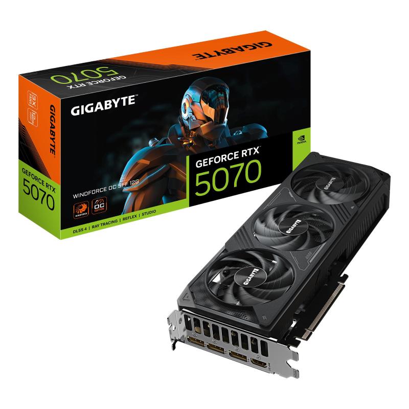 Gigabyte geforce rtx 5070 windforce oc sff 12g scheda grafica - 16gb gddr7, 256 bit, pci-e 5.0, 2542 mhz core clock, 3 x dp