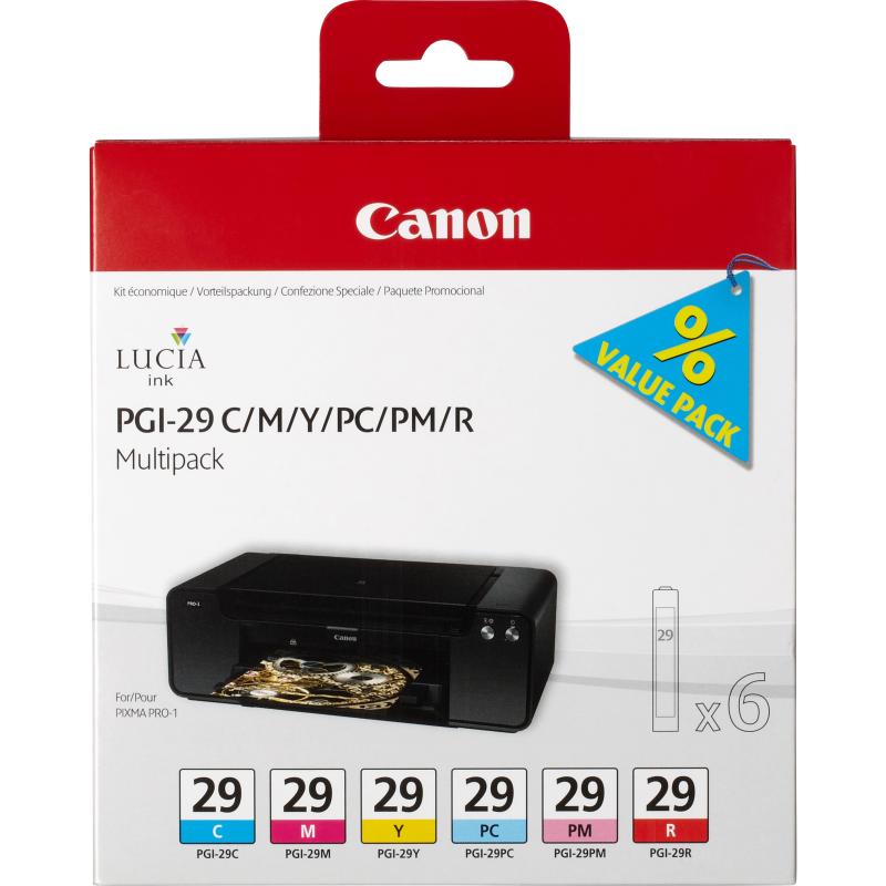Canon 6 cartucce d\`inchiostro multipack pgi-29 c/m/y/pc/pm/r