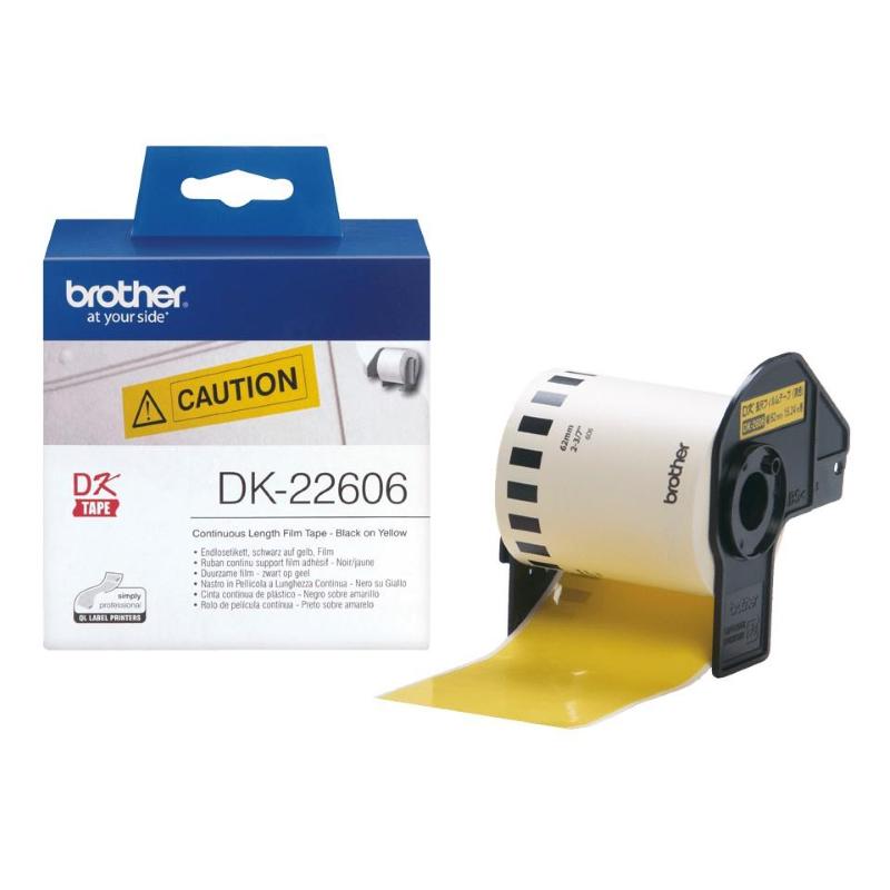 Brother dk-22606 nastro per etichettatrice nero su giallo