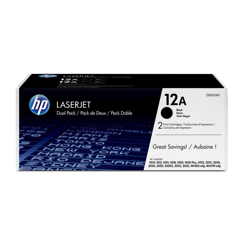 Hp confezione da 2 cartucce originali di toner nero laserjet 12a