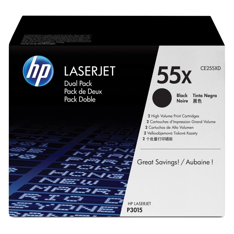 Hp confezione da 2 cartucce originali di toner nero ad alta capacità laserjet 55x
