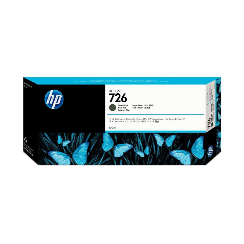 Hp cartuccia inchiostro nero opaco designjet 726, 300 ml