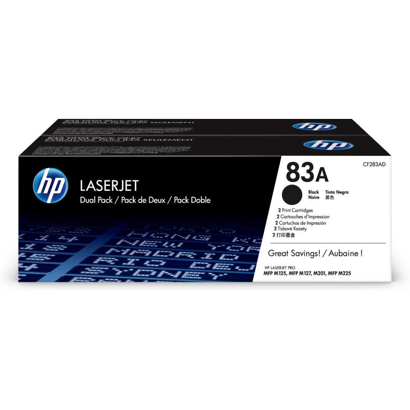 Hp confezione doppia di cartucce toner originali nero 83a laserjet