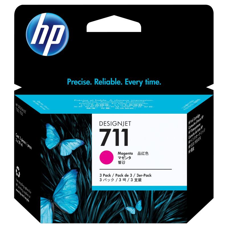 Hp confezione da 3 cartucce di inchiostro magenta designjet 711, 29 ml