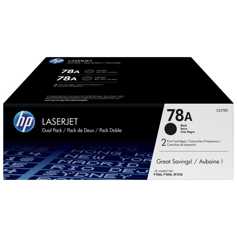 Hp confezione da 2 cartucce originali di toner nero laserjet 78a