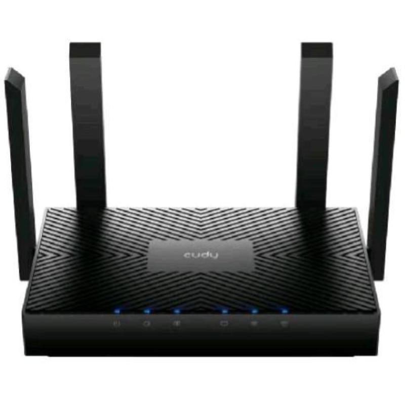 Cudy wr3000 router wireless mesh wi-fi 6 ax3000 dual band 2402mbps 5ghz - 574mbps 2.4ghz 4 porte gigabit 4 antenne esterne 5dbi desktop nero