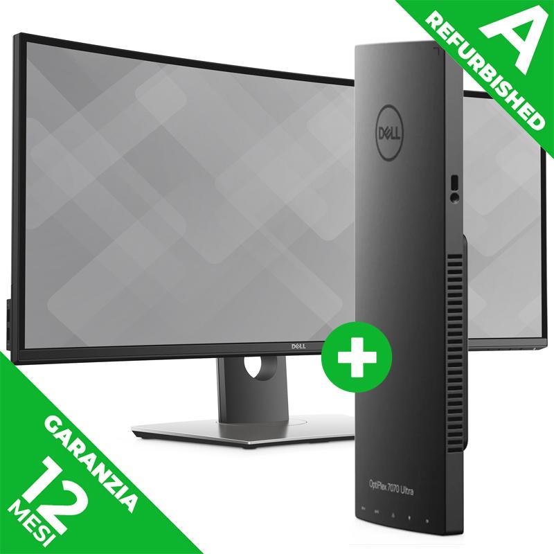 Dell optiplex 7070 ultra (refurbished) - desktop mini pc - cpu intel i7 g8 - ram 8gb - ssd 256gb - w11p - 1y + dell ultrasharp u3417w monitor 34 curvo wqhd