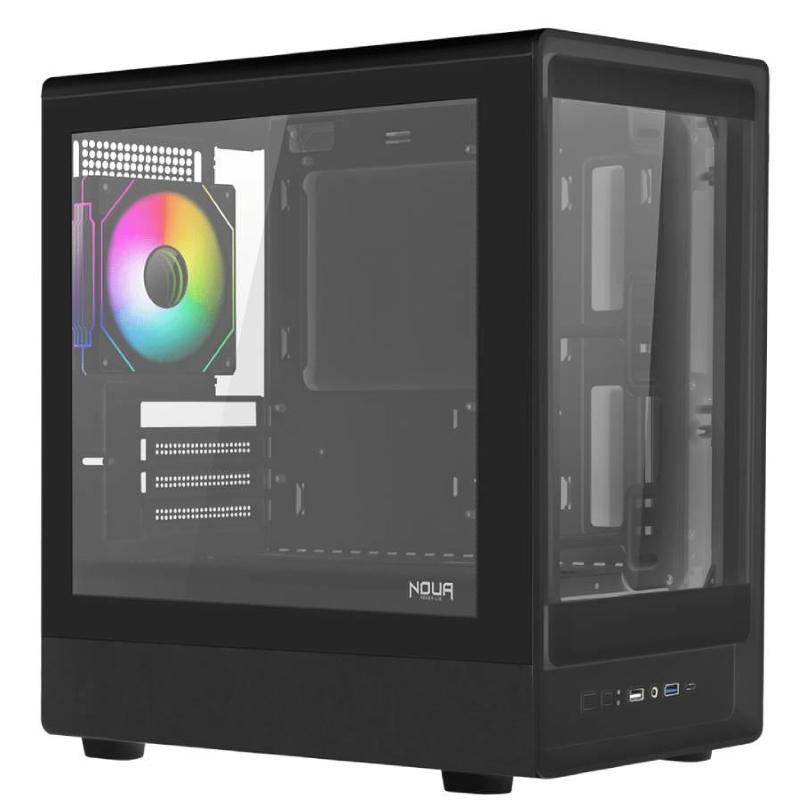 Noua case mid-tower nopsu nexus bk pk100 2usb3 1usbc 1fan rgb vetro type c