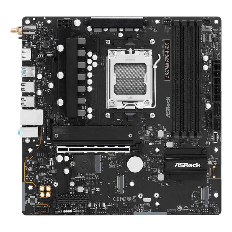 Asrock a620am pro-a wifi - motherboard - micro atx - socket am5 - amd a620a chipsatz - usb 3.2 gen 1, usb-c 3.2 gen 1 -