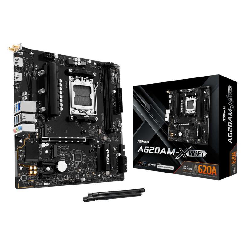 Asrock a620am-x wifi - motherboard - micro atx - socket am5 - amd a620a chipsatz - usb 3.2 gen 1, usb-c 3.2 gen 1 - 2.5