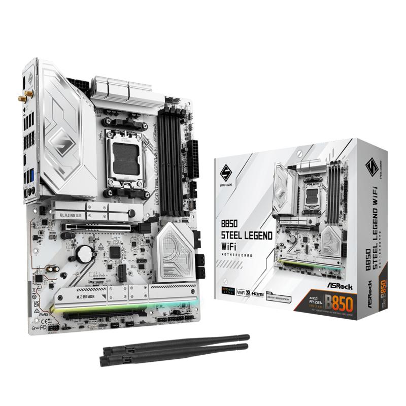 Asrock b850 steel legend wifi - motherboard - atx - socket am5 - amd b850 chipsatz - usb-c 3.2 gen 2x2, usb-c 3.2 gen2,