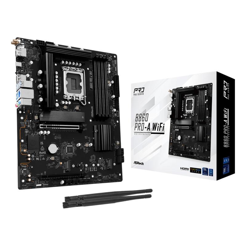 Asrock b860 pro-a wifi - motherboard - atx - lga1851-sockel - b860 chipsatz - usb-c gen 2x2, usb-c 3.2 gen 1, usb 3.2 ge