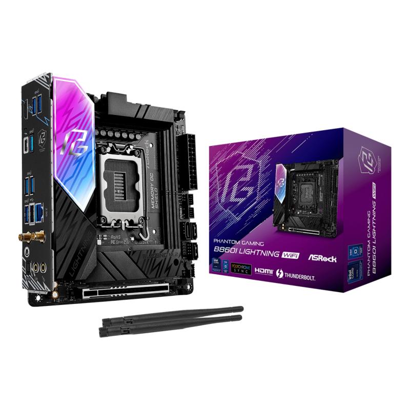 Asrock phantom gaming b860i lightning wifi - motherboard - mini-itx - lga1851-sockel - b860 chipsatz - usb-c 3.2 gen2, u