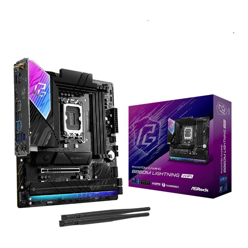 Asrock phantom gaming b860m lightning wifi - motherboard - micro atx - lga1851-sockel - b860 chipsatz - usb4, usb-c 3.2