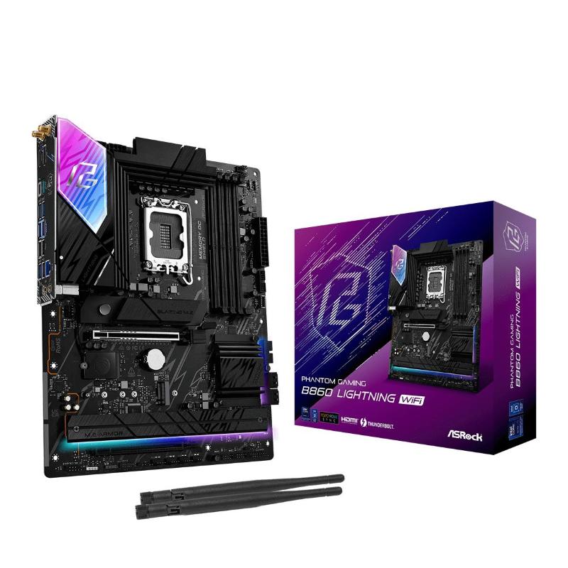 Asrock phantom gaming b860m lightning wifi - motherboard - micro atx - lga1851-sockel - b860 chipsatz - usb4, usb-c 3.2