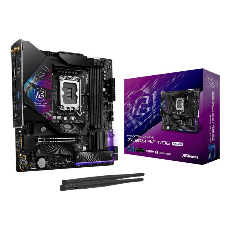 Asrock phantom gaming z890m riptide wifi - motherboard - micro atx - lga1851-sockel - z890 chipsatz - usb4, usb 3.2 gen