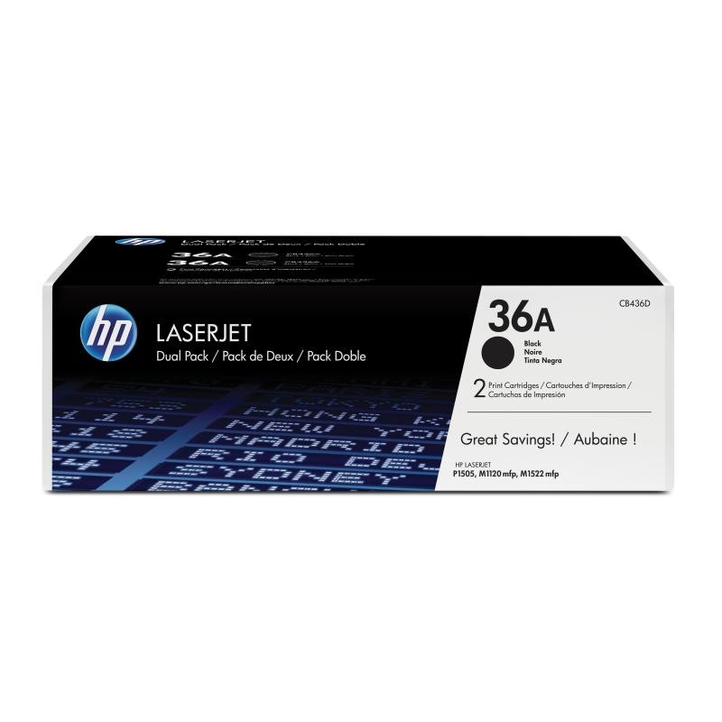 Hp confezione da 2 cartucce originali di toner nero laserjet 36a