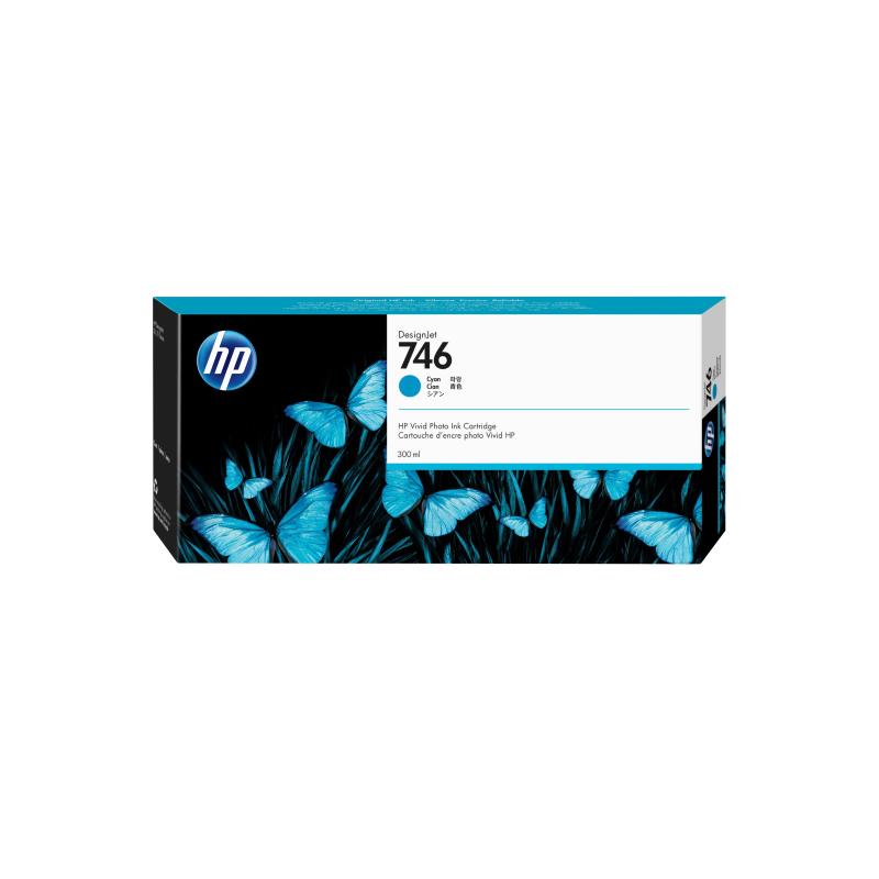 Hpi cartuccia hp 746 p2v80a ciano 300ml per designjet z6z,z6dr,z9+,z9+dr