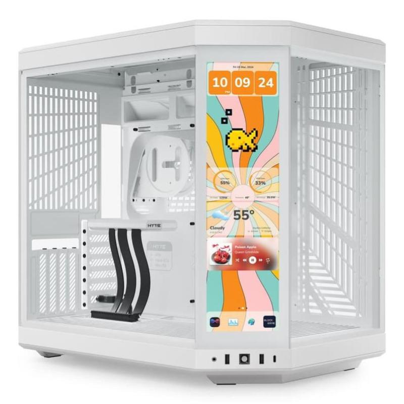 Hyte y70 touch infinite snow white case midi tower display ips touch 2.5k vetro temperato no-power e-atx/atx/matx/mini-itx
