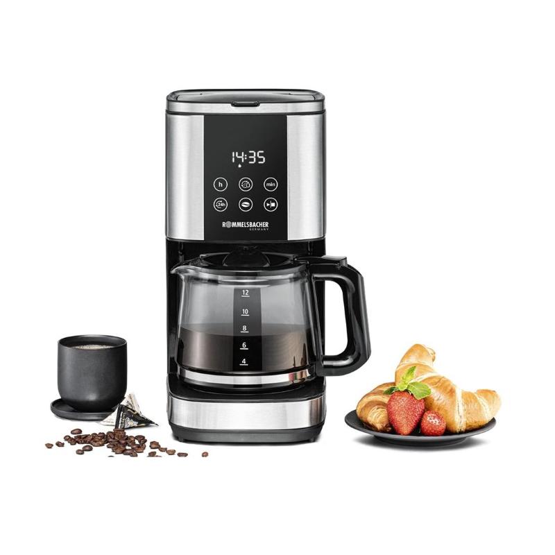 Rommelsbacher fkm 1000, filterkaffeemaschine, 1,5 l, gemahlener kaffee, 1000 w, schwarz, edelstahl