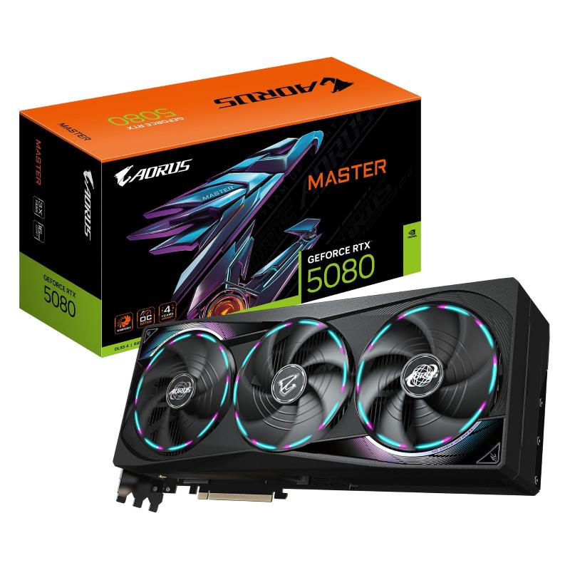 Gigabyte aorus geforce rtx 5080 master 16g scheda grafica - 16gb gddr7, 256 bit, pci-e 5.0, 2805mhz core clock, 3 x