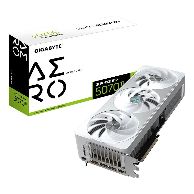 Gigabyte geforce rtx 5070 ti aero oc 16g scheda grafica - 16gb gddr7, 256 bit, pci-e 5.0, 2588 mhz core clock, 3 x dp 2.1a, 1 x