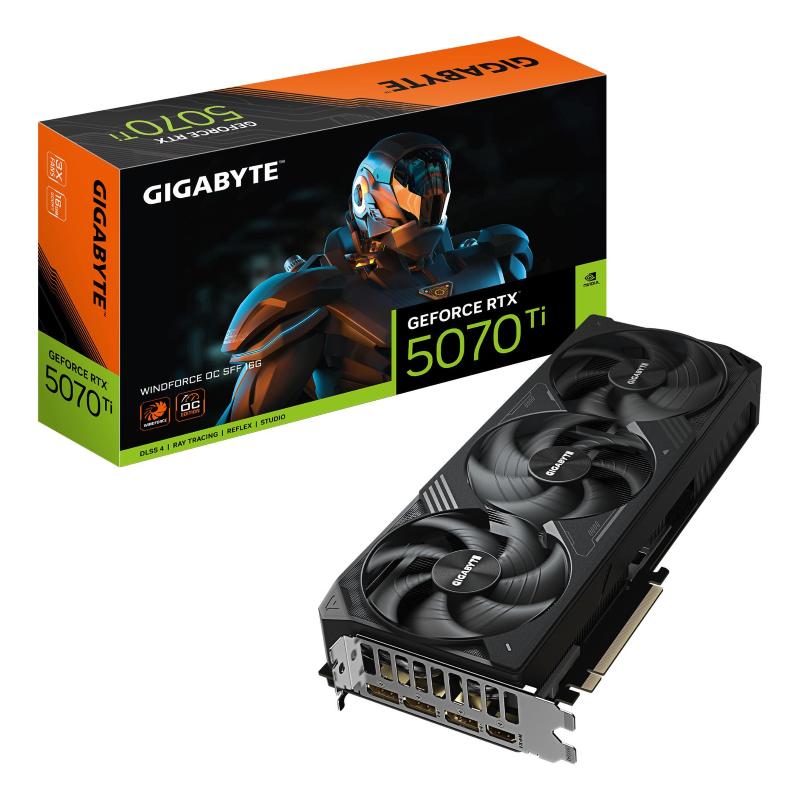 Gigabyte geforce rtx 5070 ti windforce oc sff 16g scheda grafica - 16gb gddr7, 256 bit, pci-e 5.0, 2497 mhz core clock, 3 x dp