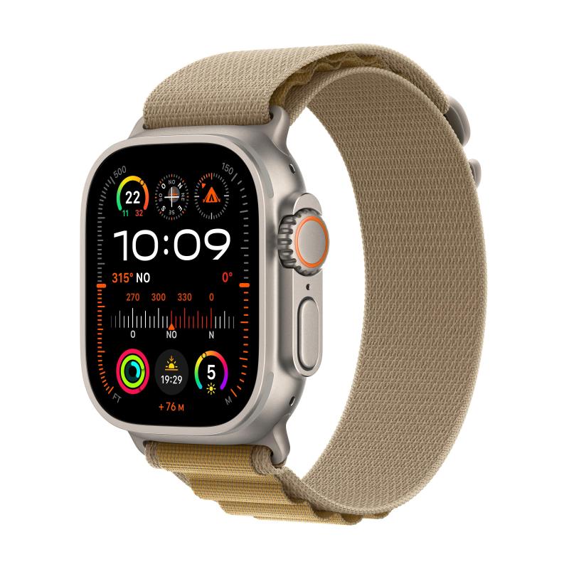 Apple watch ultra 2 gps + cellular 49mm cassa in titanio con tan alpine loop - small