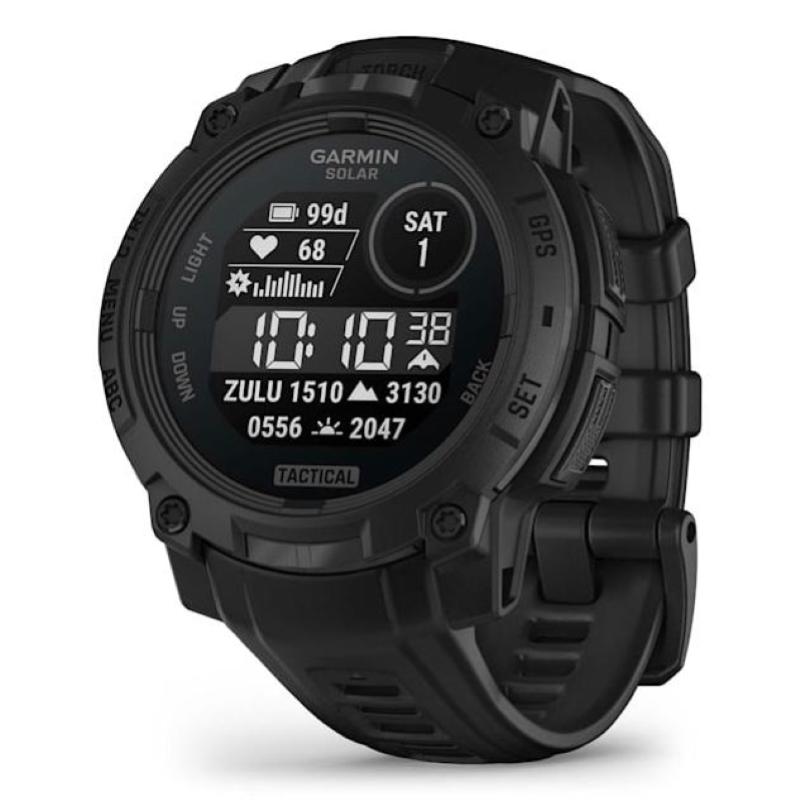 Garmin instinct® 3 solar tactical edition 45mm schwarz mit silikon-wechselarmband 22 mm schwarz